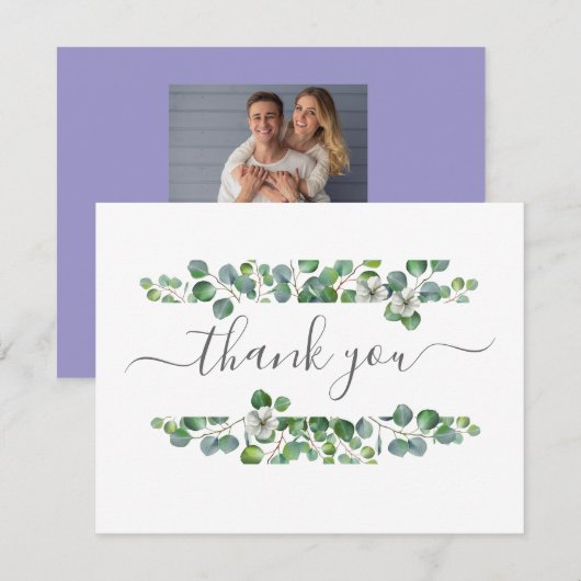 Simple Eucalyptus Greenery Wedding Dankeskarte (Vorne/Hinten)