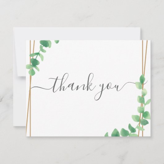Simple Eucalyptus Greenery Wedding Dankeskarte (Vorderseite)