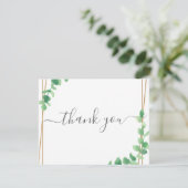 Simple Eucalyptus Greenery Wedding Dankeskarte (Stehend Vorderseite)