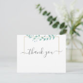 Simple Eucalyptus Greenery Wedding Dankeskarte (Stehend Vorderseite)
