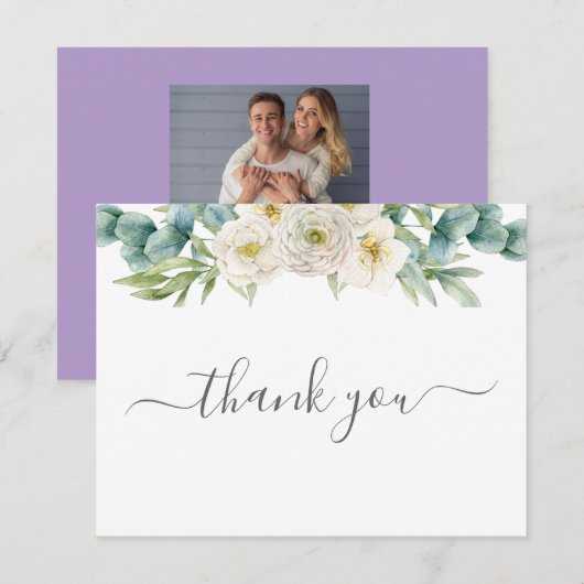 Simple Eucalyptus Greenery Wedding Dankeskarte (Vorne/Hinten)