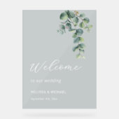 Simple Eucalyptus Leave Wedding Welcome Acrylschild (Vorderseite)