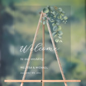 Simple Eucalyptus Leave Wedding Welcome Acrylschild (Neutral)