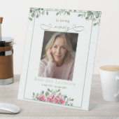 Simple Eucalyptus Pink Rose Photo In loving memory Sockelschild (In Situ)