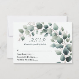 Simple Eucalyptus Wedding RSVP Card
