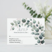 Simple Eucalyptus Wedding RSVP Card Karte (Stehend Vorderseite)