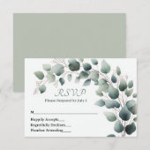 Simple Eucalyptus Wedding RSVP Card Karte (Vorne/Hinten)