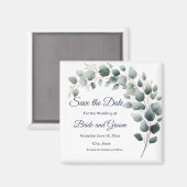 Simple Eucalyptus Wedding Save the Date Magnet (Vorderseite/Rückseite)