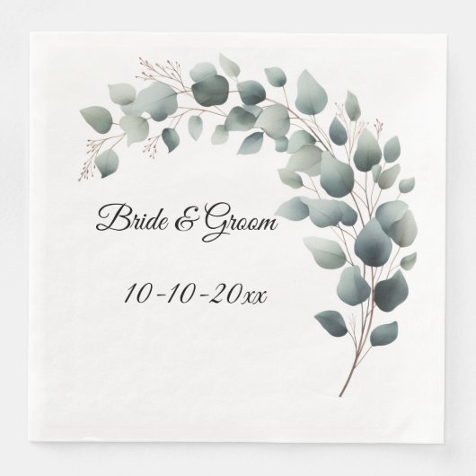 Simple Eucalyptus Wedding Serviette (Vorderseite)