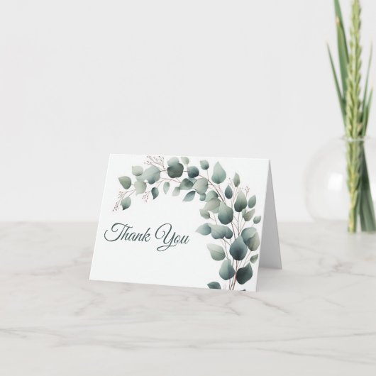 Simple Eucalyptus Wedding Thank you Card Blank Dankeskarte (Vorderseite)
