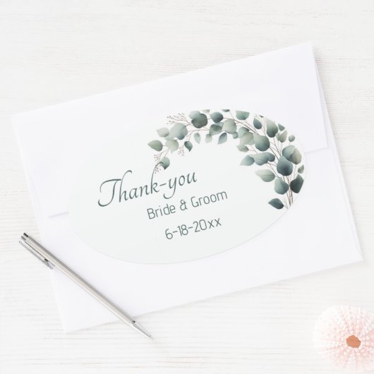 Simple Eucalyptus Wedding Thank-you Sticker (Umschlag)