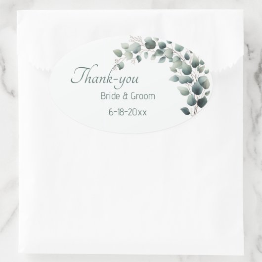 Simple Eucalyptus Wedding Thank-you Sticker (Tasche)