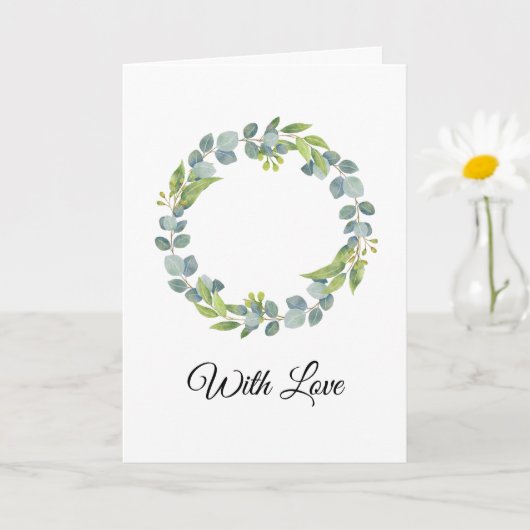 Simple Eucalyptus Wreath Wedding Card - Blank Karte (Kleine Pflanze)