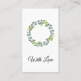 Simple Eucalyptus Wreath Wedding Card - Blank Visitenkarte