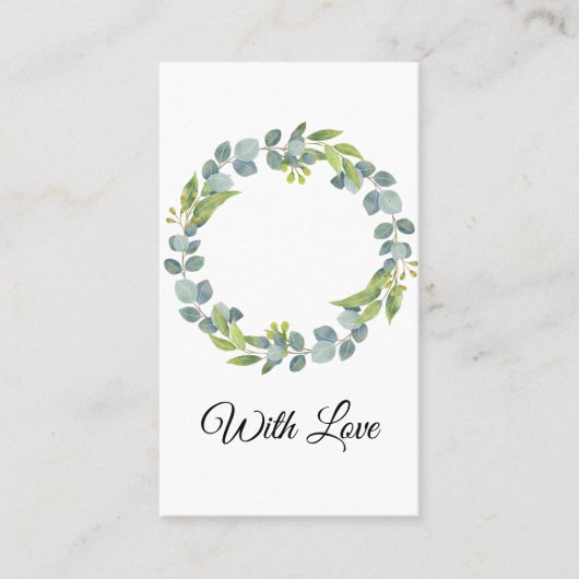 Simple Eucalyptus Wreath Wedding Card - Blank Visitenkarte (Vorderseite)