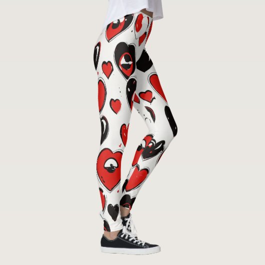 "Simple Eyes Emoji Pattern on Hard" Leggings (Rechts)