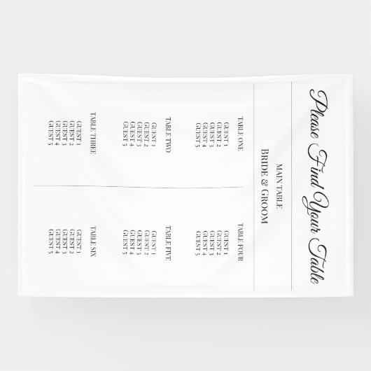 Simple Fabric Seating Chart - Custom Wedding Decor Banner (Horizontal)