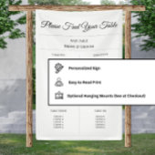 Simple Fabric Seating Chart - Custom Wedding Decor Banner
