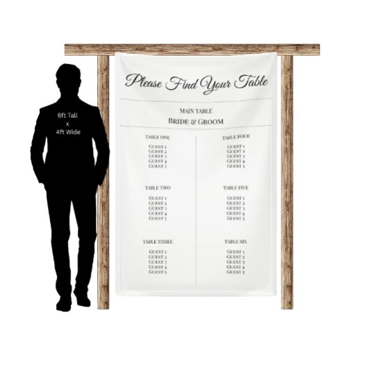 Simple Fabric Seating Chart - Custom Wedding Decor Banner