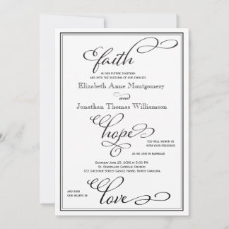 Simple Faith Hope Liebe Script Hochzeitseinladung Einladung