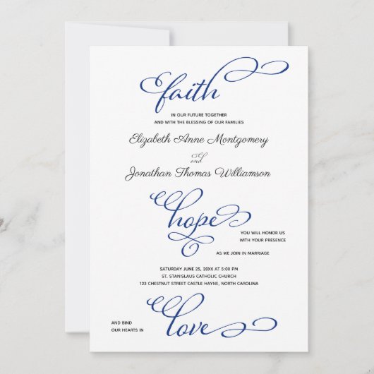 Simple Faith Hope Liebe Script Hochzeitseinladung Einladung (Vorderseite)