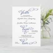 Simple Faith Hope Liebe Script Hochzeitseinladung Einladung (Stehend Vorderseite)