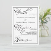 Simple Faith Hope Liebe Script Hochzeitseinladung Einladung (Stehend Vorderseite)