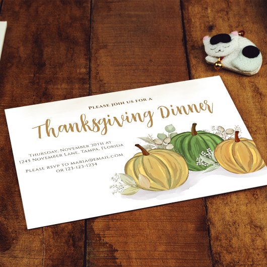 Simple Fall Autumn Foliage Pumpkin Thanksgiving Einladung