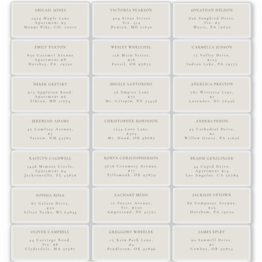 Simple Fall Cream Wedding Guest Address Label (Vorderseite)