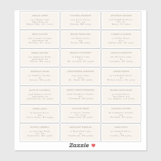 Simple Fall Cream Wedding Guest Address Label (Blatt)