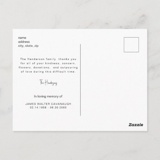 Simple Fall Foliage Funeral Thank You Postkarte (Rückseite)