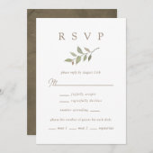 Simple Fall Greenery Elegant Script Wedding RSVP (Vorne/Hinten)