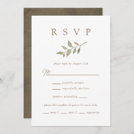 Simple Fall Greenery Elegant Script Wedding RSVP