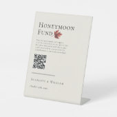 Simple Fall Leaf Cream Wedding Honeymoon Fund Sockelschild (Vorderseite)