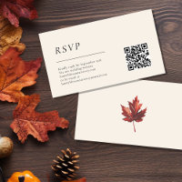 Simple Fall Leaf Cream Wedding QR Code UAWG