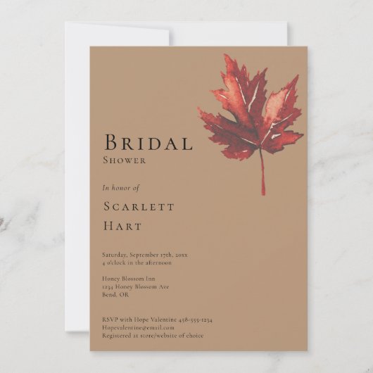 Simple Fall Leaf Terracotta Wedding Brautparty Einladung (Vorderseite)