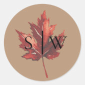 Simple Fall Leaf Terracotta Wedding Umschlag Aufkl Runder Aufkleber (Vorderseite)