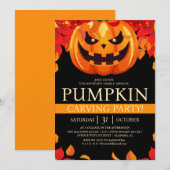 Simple Fall Pumpkin Carving Party Halloween Spooky Einladung (Vorne/Hinten)