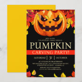 Simple Fall Pumpkin Carving Party Halloween Spooky Einladung (Vorne/Hinten)