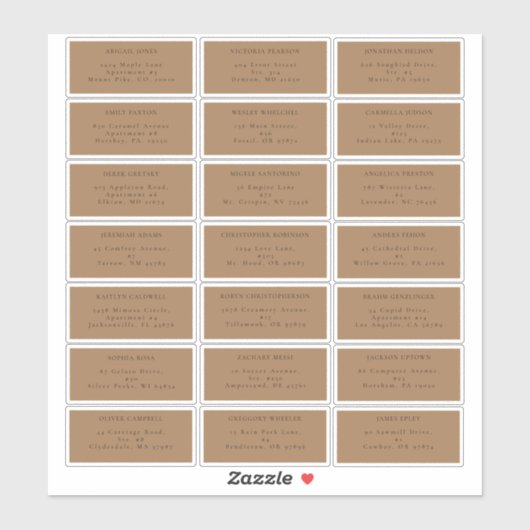 Simple Fall Terracotta Wedding Guest Address Label (Blatt)