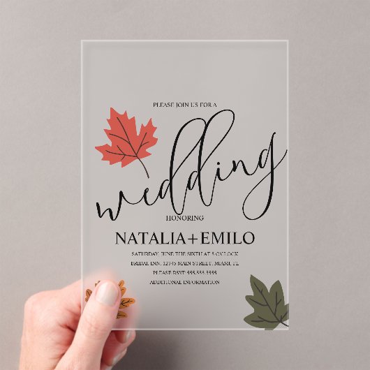 Simple Fall Wedding Leaf  Acryleinladungen (Insitu (Handheld))