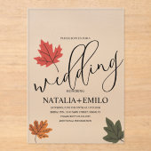 Simple Fall Wedding Leaf  Acryleinladungen (Vorderseite)