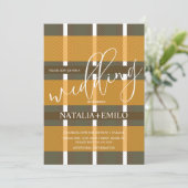 Simple Fall Wedding Plaid  Einladung (Stehend Vorderseite)