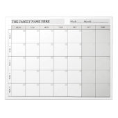 Simple Family Planner Calendar Notepad 2026 Notizblock (Vorderseite)