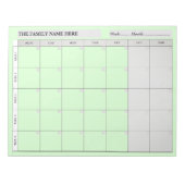 Simple Family Planner Calendar Notepad - Green  Notizblock (Vorderseite)