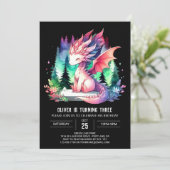 Simple Fantasy Dragon Birthday Einladung (Stehend Vorderseite)