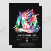 Simple Fantasy Dragon Birthday Einladung (Vorne/Hinten)