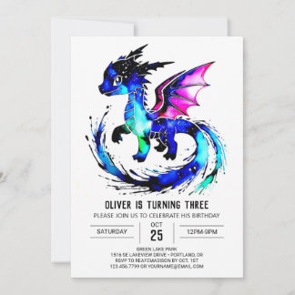 Simple Fantasy Dragon Digital Boy Geburtstag Einladung