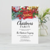 Simple Festive Holly Berries Weihnachts-Party Einladung (Stehend Vorderseite)