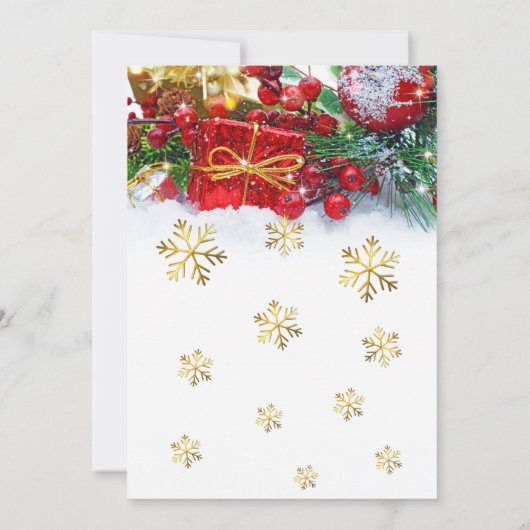 Simple Festive Holly Berries Weihnachts-Party Einladung (Rückseite)